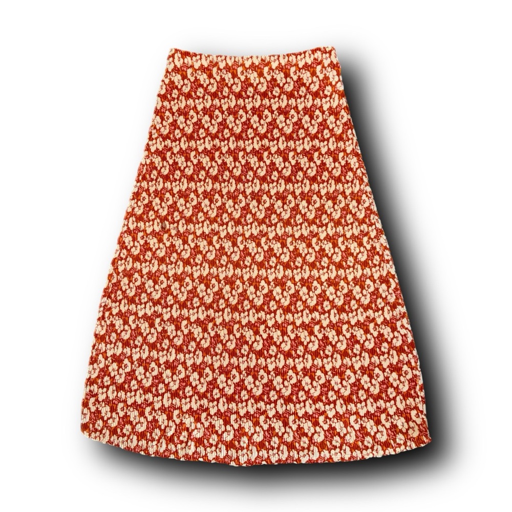 Love Fire Satin-Feel Pleated Boho Floral Midi Skirt 90s Practical Magic Vibes
